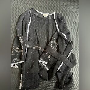 Jones New York Black Sheer Top with White Dots